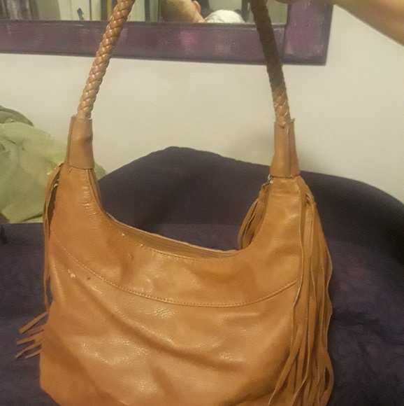 Brown Fringe purse with braided strap - Picture 2 of 2